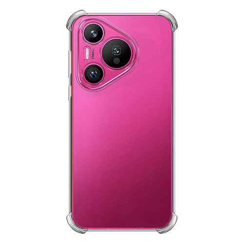 Чехол силиконовый для Huawei Pura 70, усиленные края, с защитой камеры, прозрачный