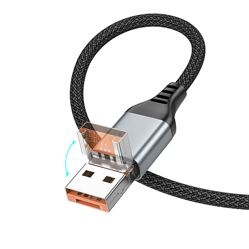 Кабель Lightning to Type-C (PD)/USB-A, 27W, 2 в 1, HOCO, U128, 1.2м, черный