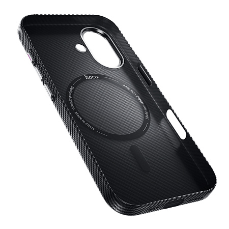 Чехол для iPhone 17, карбон, Магнитный (MagSafe), AS13, HOCO, черный