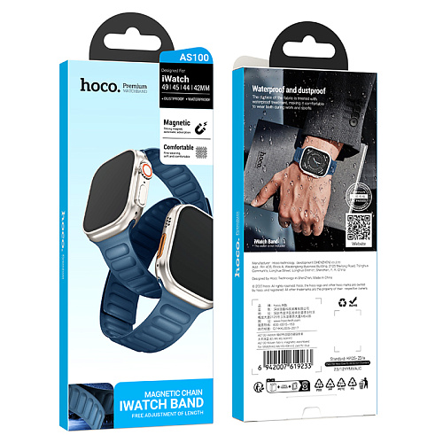Ремешок на руку для Apple Watch 38/40/41/42 мм, HOCO, AS100, нейлоновый, магнитный, синий