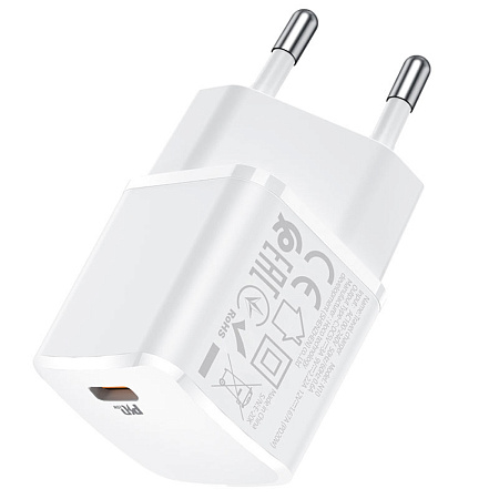 Сетевое зарядное устройство, 1 PD 20W + 1 USB 3.0 QC (N10), HOCO, Умная зарядка, белый