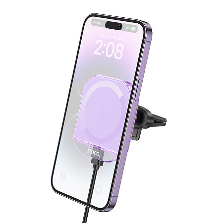 Держатель автомобильный на решетку Magsafe с беспроводной зарядкой, HW17, HOCO, фиолетовый