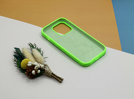 Чехол - накладка для iPhone 13 Pro, Silicon Case, без лого, салатовый