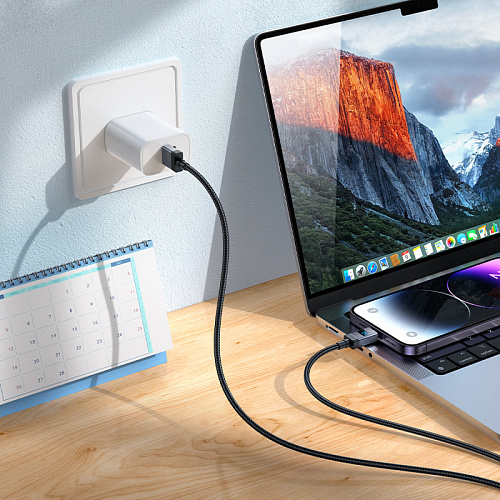 USB дата кабель Lightning, HOCO, X118, 1м, с дисплеем, черный