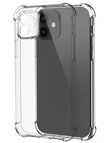 Чехол силиконовый для iPhone 12 (6.1), усиленные края, с защитой камеры, X-CASE, прозрачный