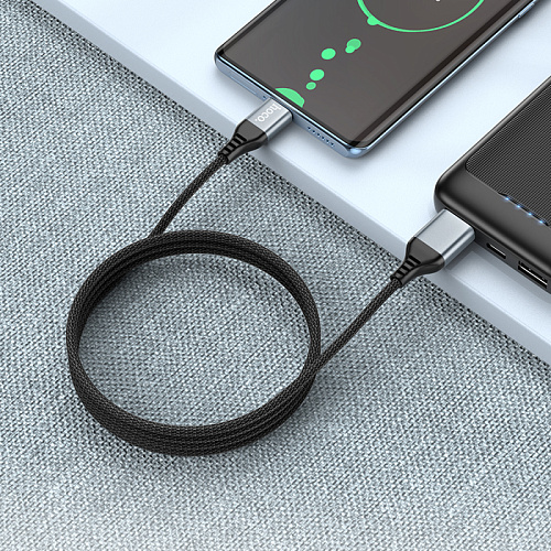 Кабель Type-C/USB-A на Type-C, 2 в 1, HOCO, U128, 1.2м, 60W, черный