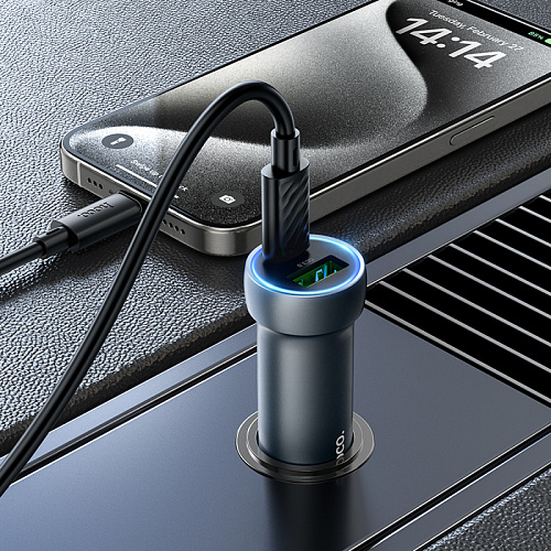 Автомобильное зарядное устройство, 1 USB QC3.0+1 PD 30W (Z54A), HOCO, серый