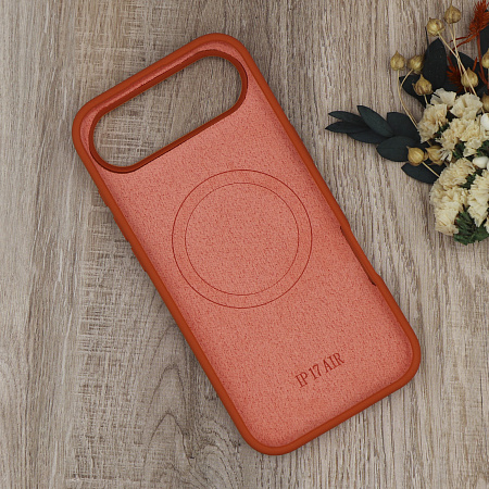 Чехол-накладка для iPhone 17 Air, Silicon Case, магнитный (MagSafe), с дизайном, без лого, X-CASE, оранжевый