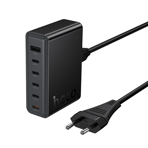 Сетевое зарядное устройство, 5 PD 45W + 1 USB (C150A), HOCO, 1.5м, цвет черный