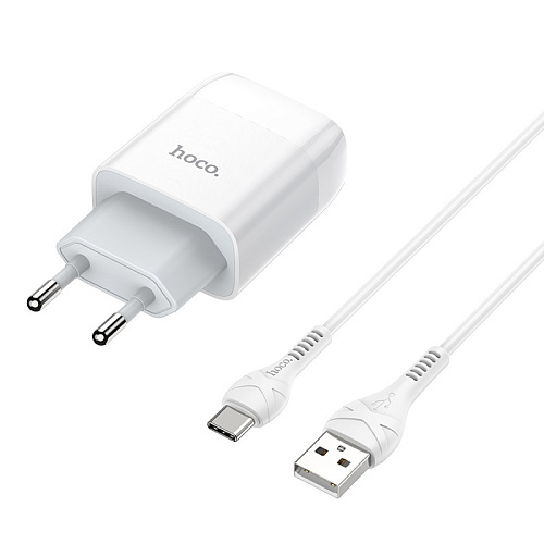 Сетевое зарядное устройство, 1 USB 2.1A (C72A), HOCO, Type-C, белый