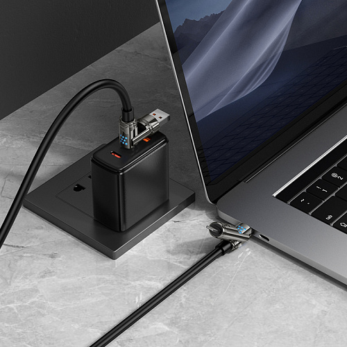 USB дата кабель 4 в 1, USB/Type-C to Lightning/Type-C, 240W, U143, HOCO, черный