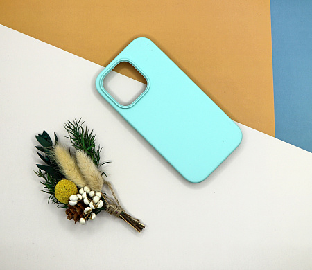 Чехол-накладка для iPhone 14 Pro, Silicon Case, без лого, бирюзовый