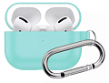 Чехол силиконовый для Airpods Pro/Pro 2, X-CASE, бирюзовый с карабином (Coast Blue)