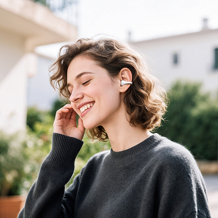 Беспроводные наушники EA8, HOCO, TWS с заушинами, поддержка приложения, белый