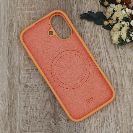 Чехол-накладка для iPhone 17, Silicon Case, магнитный (MagSafe), без лого, X-CASE, оранжевый