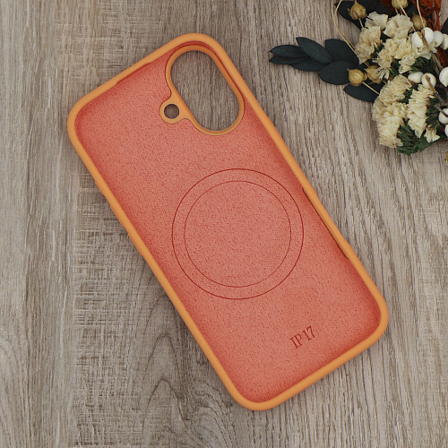Чехол-накладка для iPhone 17, Silicon Case, магнитный (MagSafe), без лого, X-CASE, оранжевый
