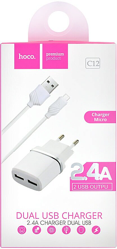   , 2 USB 2.4A (C12), HOCO, Micro, 