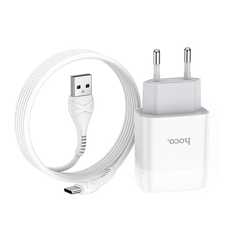 Сетевое зарядное устройство, 1 USB 2.1A (C72A), HOCO, Type-C, белый
