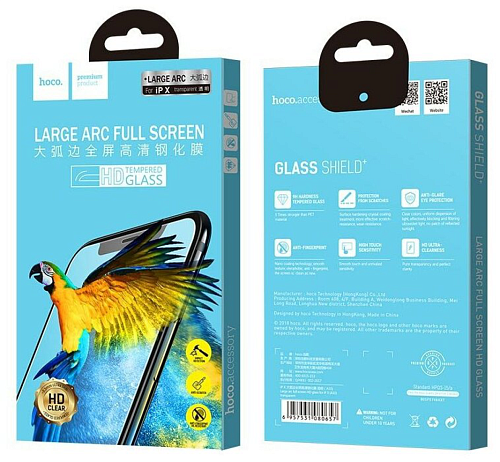 Защитное стекло на iPhone XS Max/11 Pro Max (A10), HOCO, Large arc full screen HD tempered glass, прозрачное