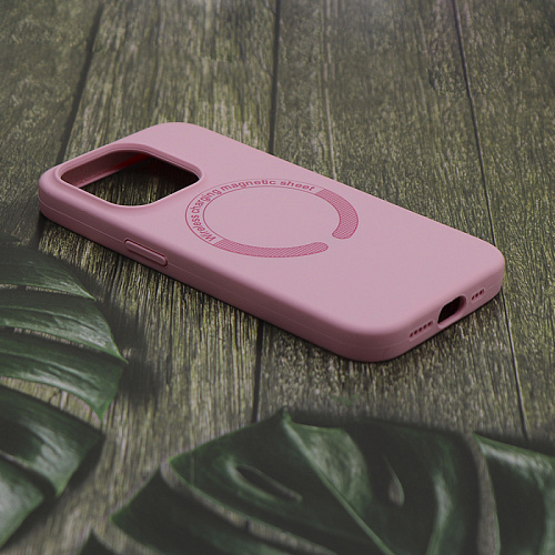 Чехол-накладка для iPhone 15 Pro Max, Silicon Case, магнитный (MagSafe), без лого, X-CASE, бледно-розовый