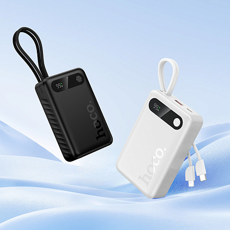 Универсальный Доп. Аккумулятор 20000mAh, J171A, HOCO, выход: 1 USB (22.5), 1 PD (20W), с двумя кабелями, черный
