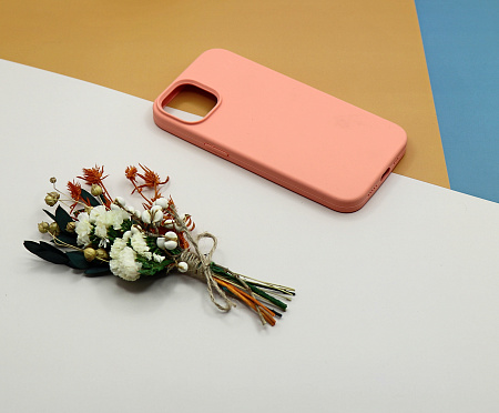 Чехол-накладка для iPhone 14, Silicon Case, без лого, лососевый