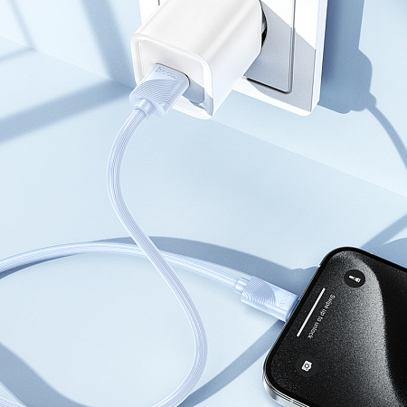 USB Кабель Type-C, HOCO, X114, длина 1 метр, ток до 3А, цвет синий