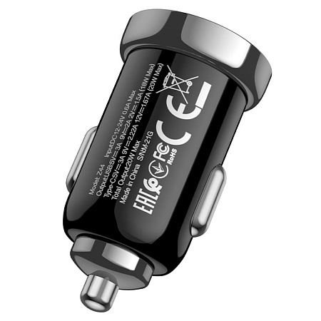 Автомобильное зарядное устройство, 1 USB QC3.0+1 PD 20W (Z44), HOCO, черный