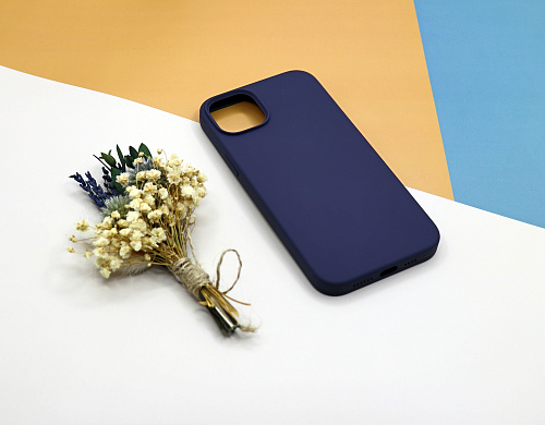 Чехол-накладка для iPhone 14 Plus, Silicon Case, без лого, темно-синий