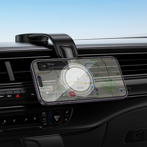 Держатель автомобильный на торпеду с беспроводной зарядкой, HW29, HOCO, металлический серый Держатель автомобильный на торпеду с беспроводной зарядкой, HW29, HOCO, металлический серый