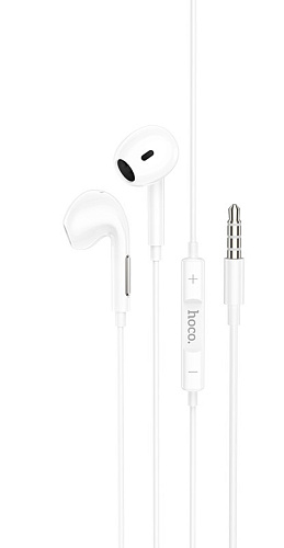 Проводные наушники M92, Plumelet wire-controlled earphones with mic, HOCO, белые