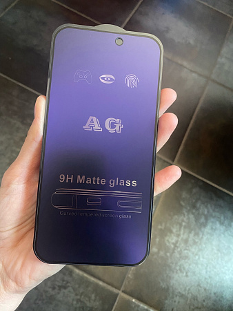 Защитное стекло на iPhone 15 Pro Max, Anti-blue ray матовый черный, X-CASE