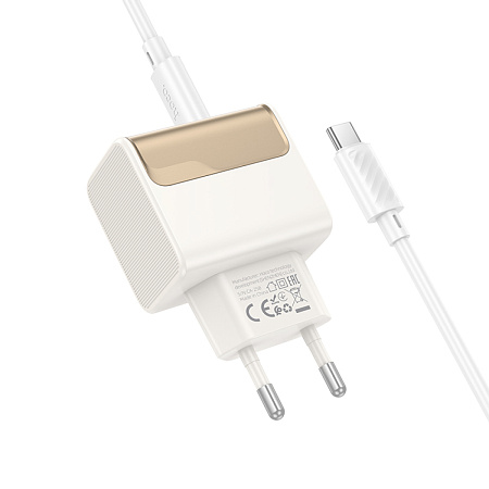Сетевое зарядное устройство, 1 PD 30W + 1 USB 3.0 QC (CS73A), HOCO, Type-C to Type-C, белый