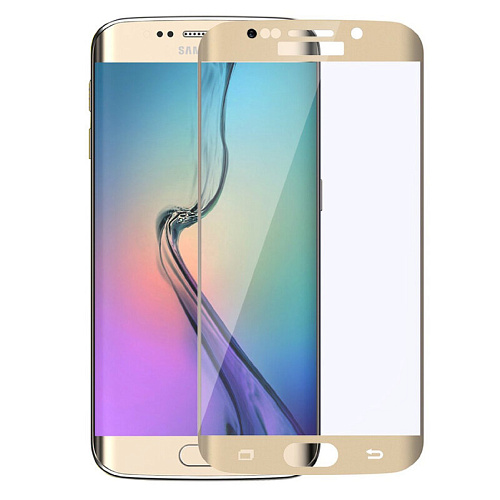 Защитное стекло на Samsung G920F, Galaxy S6, 3D, с загибом, золотой, X-CASE