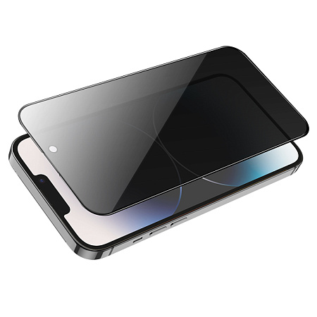 Защитное стекло для iPhone 15/16, G15, HOCO, Guardian shield series full-screen anti-spy tempered glass, черное