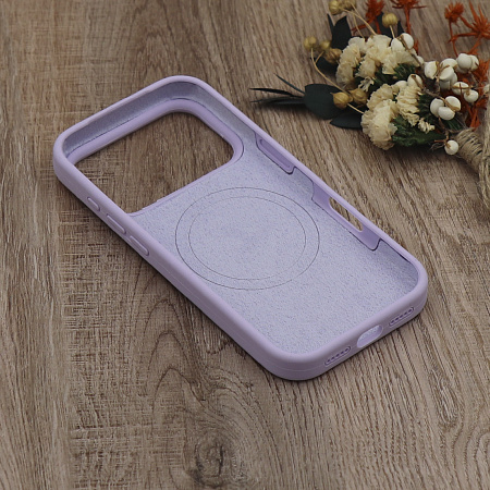 Чехол-накладка для iPhone 17 Pro, Silicon Case, магнитный (MagSafe), с дизайном, без лого, X-CASE, сиреневый