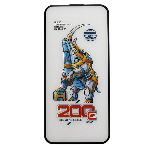 Защитное стекло на iPhone 15/16, носорог, с сеточкой для динамика, черное, X-CASE