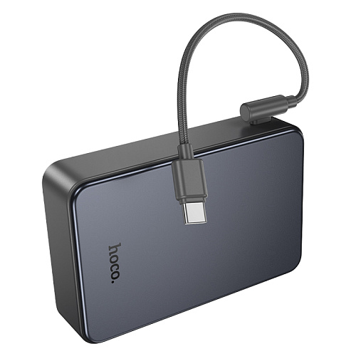 Универсальный Доп. Аккумулятор 20000mAh, J170A, HOCO, выход: 1 USB (22.5W), 1 PD (20W), с кабелем, черный