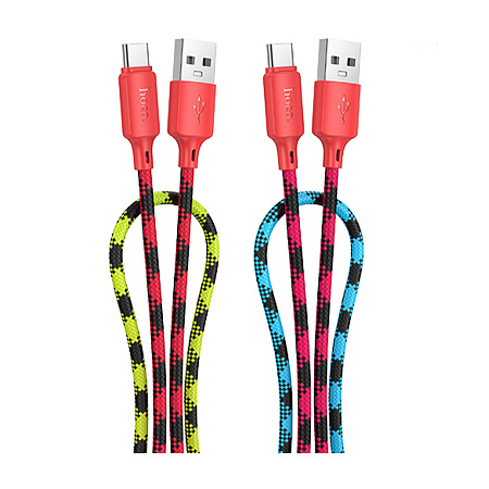 USB Кабель Type-C, HOCO, X116, 1м, разноцветный красный с желтым или синим