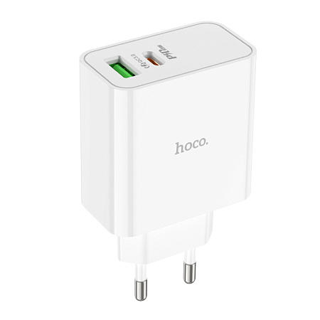 Сетевое зарядное устройство, 1 PD 65W + 1 USB 18W (C113A), HOCO, белый