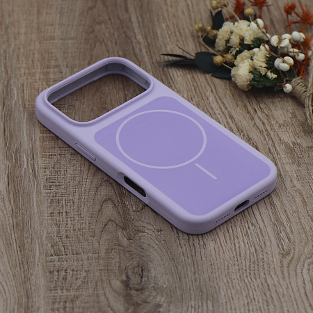 Чехол-накладка для iPhone 17 Pro, Silicon Case, магнитный (MagSafe), с дизайном, без лого, X-CASE, сиреневый