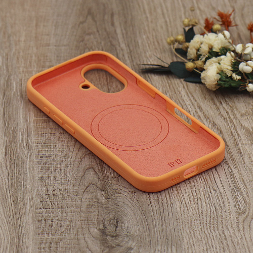 Чехол-накладка для iPhone 17, Silicon Case, магнитный (MagSafe), без лого, X-CASE, оранжевый