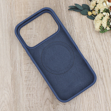 Чехол-накладка для iPhone 17 Pro Max, Silicon Case, магнитный (MagSafe), с дизайном, без лого, X-CASE, синий