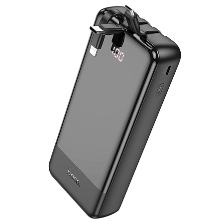 Универсальный Доп. Аккумулятор 20000mAh, J114A, HOCO, 1 USB (5V/2.0A), кабель Lightning/Type-C/Micro, черный