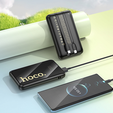 Универсальный Доп. Аккумулятор 10000mAh, Q37, HOCO, 1 USB (22.5W)+1 PD (20W)+Type-C+Lighting, черный