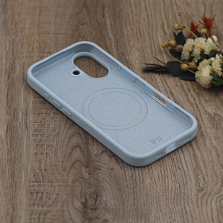Чехол-накладка для iPhone 17, Silicon Case, магнитный (MagSafe), с дизайном, без лого, X-CASE, светло-голубой