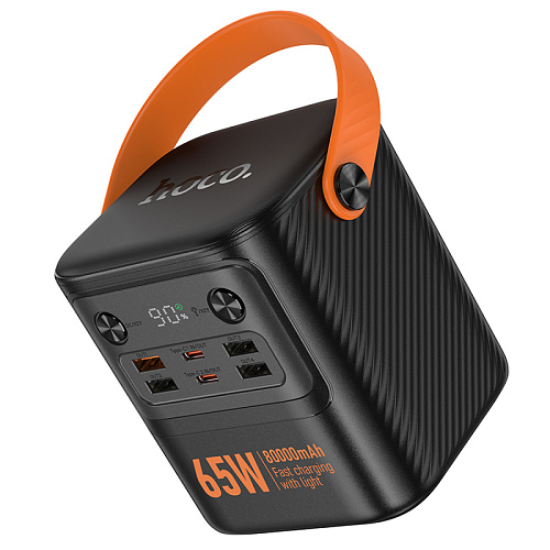 Универсальный Доп. Аккумулятор 80000mAh, J152 Pro, HOCO, выход: 1 USB 22.5W+ 3 USB 5V/2+2 PD 65W, черный