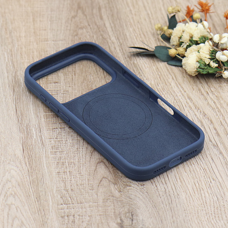 Чехол-накладка для iPhone 17 Pro, Silicon Case, магнитный (MagSafe), с дизайном, без лого, X-CASE, синий