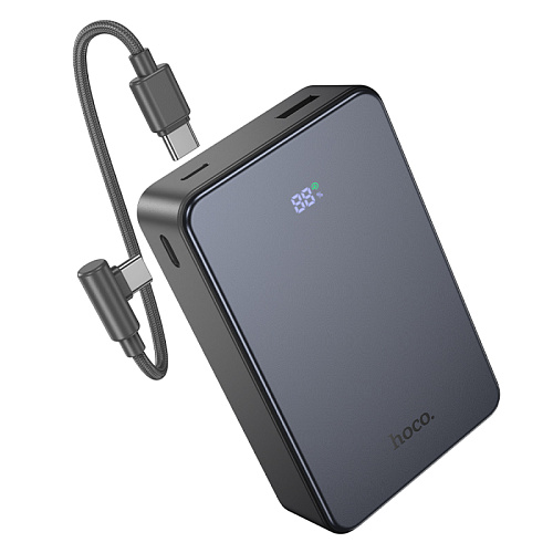 Универсальный Доп. Аккумулятор 20000mAh, J170A, HOCO, выход: 1 USB (22.5W), 1 PD (20W), с кабелем, черный