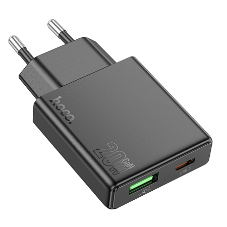 Сетевое зарядное устройство, 1 PD 20W + 1 USB 3.0 QC (N38), HOCO, черный